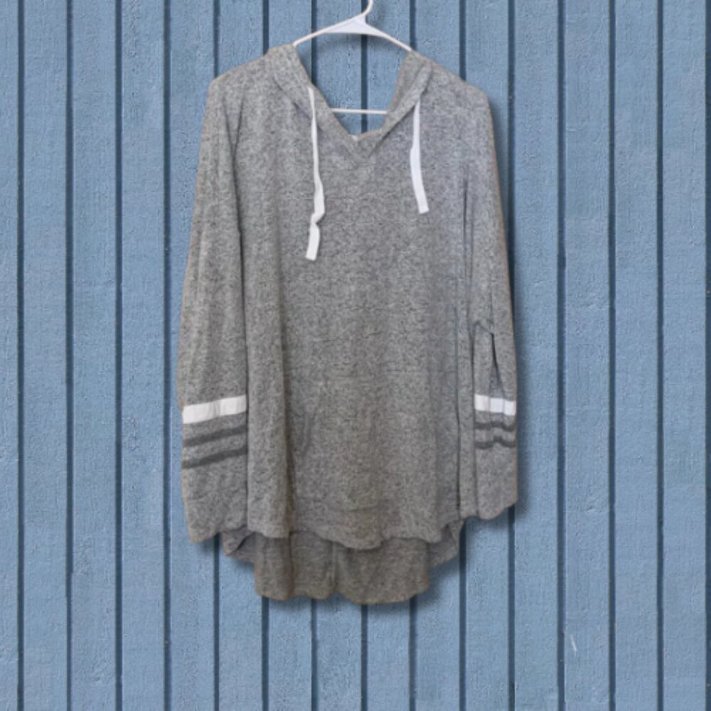 Market & Spruce Heathered Gray Knit Hoodie Pullover